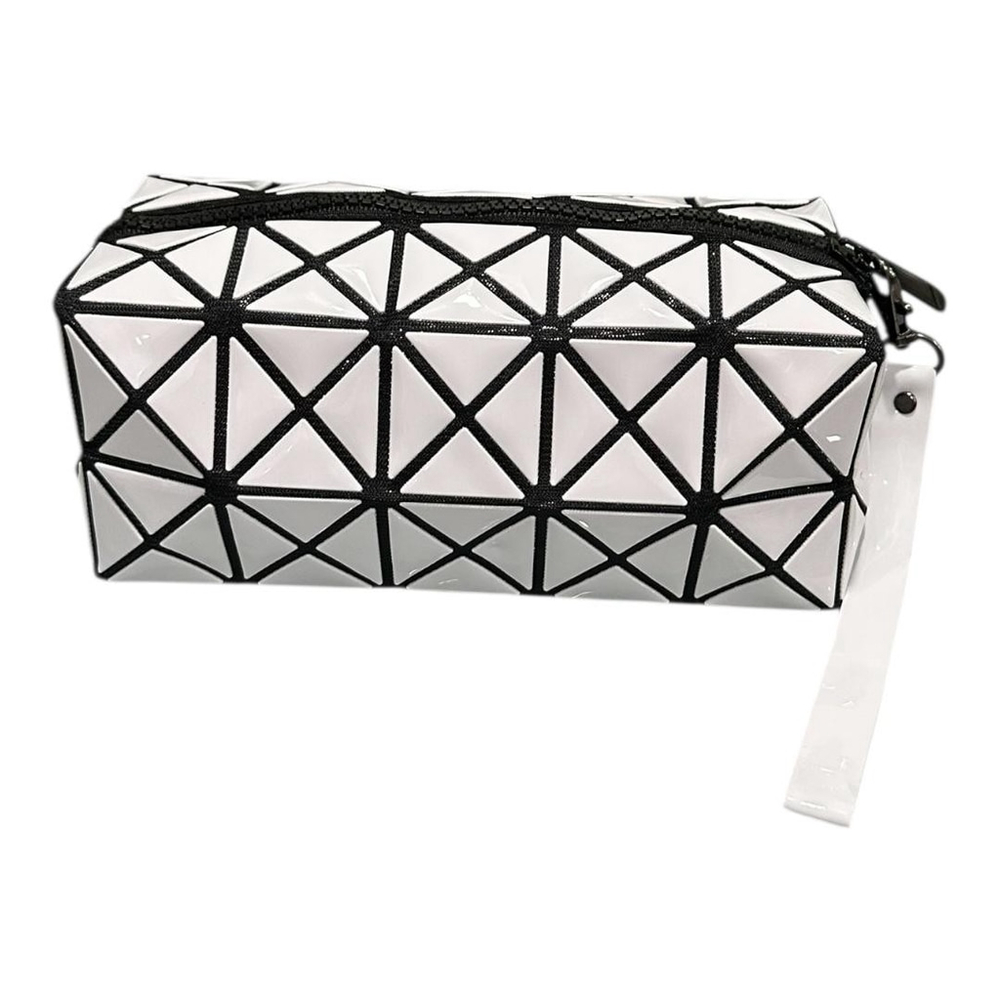 Geometric White Black Cosmetic Bag Makeup Pouch Travel Toiletry Case Wristlet